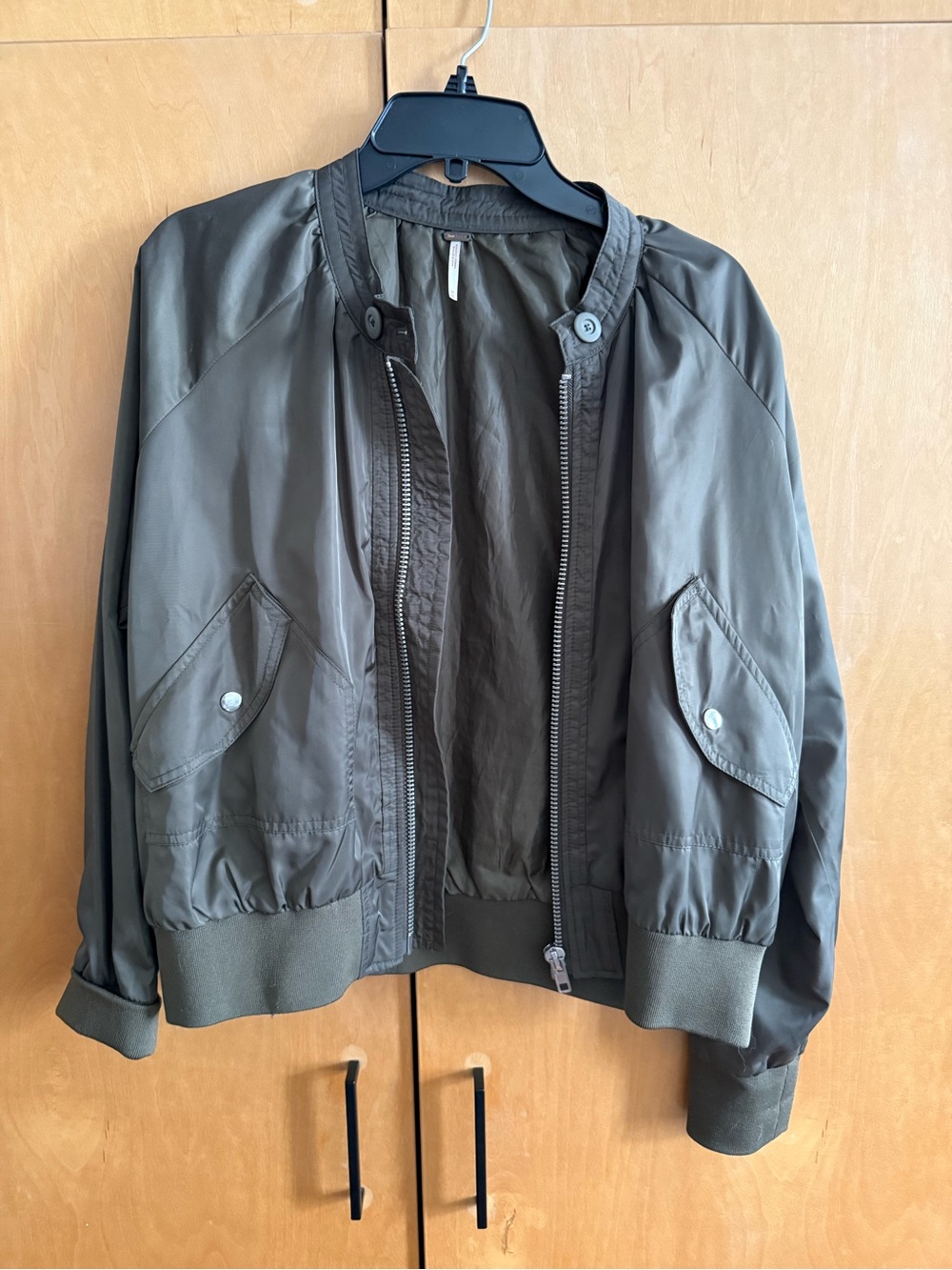 Free People Olive Bomber Jacket
